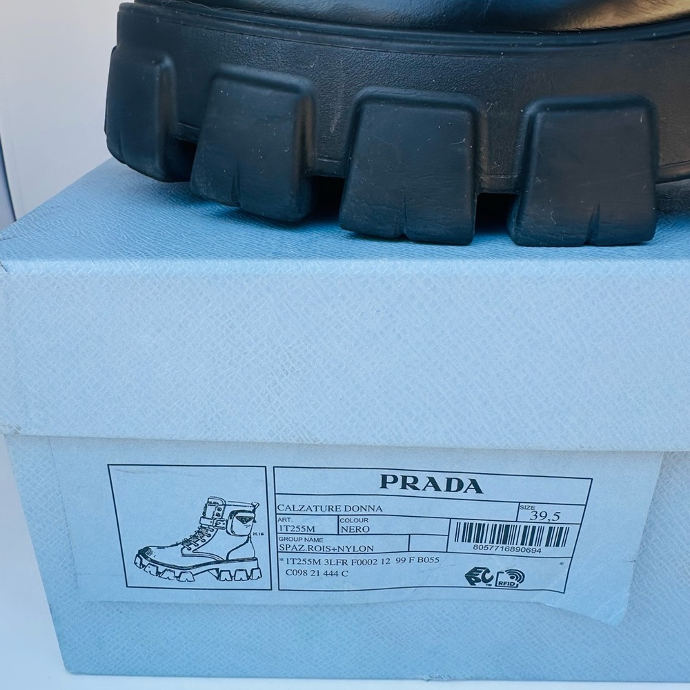 Prada Black Platform Lug-Sole Combat Boots size 39.5 - Picture 4 of 14